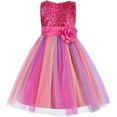 thumbnail image 1 of KAWELL Flower Girls Sequence Sequin Rainbow Tulle Wedding Party Dress Bridesmaid Birthday Pageant Ball Gown, 1 of 7