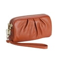 thumbnail image 1 of KAWELL Genuine Leather Wristlet Wallet for Women - Luxury Ruched Clutch with Wrist Strap, 1 of 7