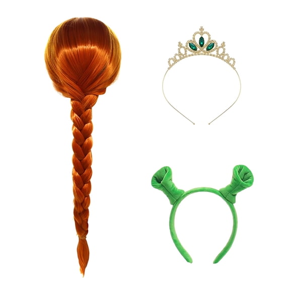 KAWELL Cosplay Costume Green Dress with Long Sleeve Princess Dress Gown with Wig/Crown/Hairband for Halloween Party Outfit
