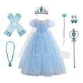 thumbnail image 1 of KAWELL Girls Frozen Elsa Princess Dress Sequin Mesh Tull Dress Halloween Costume Christmas Birthday Evening Party Ball Gown with Accessories, 1 of 7