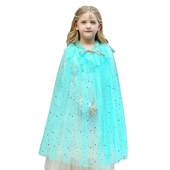 KAWELL Girls Princess Cape Shiny Party Props Kids Halloween Dress up