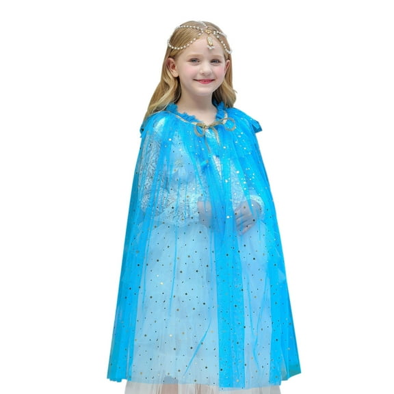 KAWELL Girls Princess Cape Shiny Party Props Kids Halloween Dress up