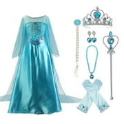 KAWELL Girls Princess Party Dress Little Girls Cosplay Costume with Accessories,Child 4/5t