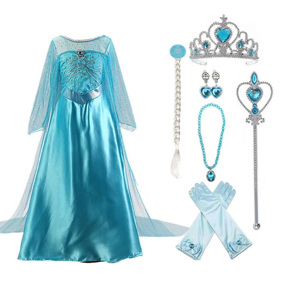 KAWELL Girls Princess Party Dress Little Girls Cosplay Costume with Accessories,Child 3/4t