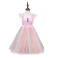 thumbnail image 1 of KAWELL Girls Unicorn Princess Dress Flower Rainbow Tulle Dress Party Dress for 3-8 Years Old, 1 of 7