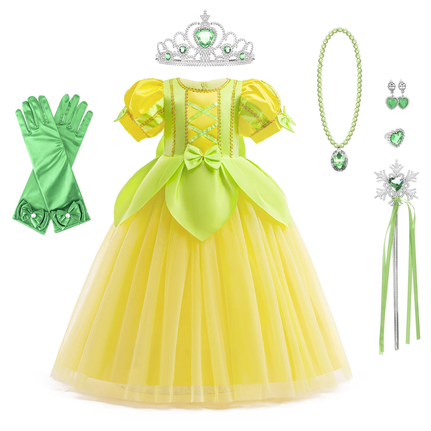 KAWELL Green Fairy Princess Dress for Girls Elf Costume Outfits Birthday  Party Fancy Dresses with Accessories - Walmart.com