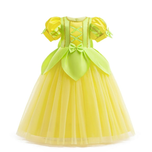 KAWELL Green Fairy Princess Dress for Girls Elf Costume Outfits Birthday Party Fancy Dresses
