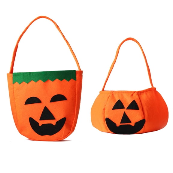 KAWELL Halloween 2Pcs Pumpkin Goody Bag Suitable for 3-12 Years Child
