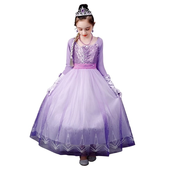 KAWELL Little Girl Princess Dress with Detachable Cape Snow Party Queen Halloween Green Costume