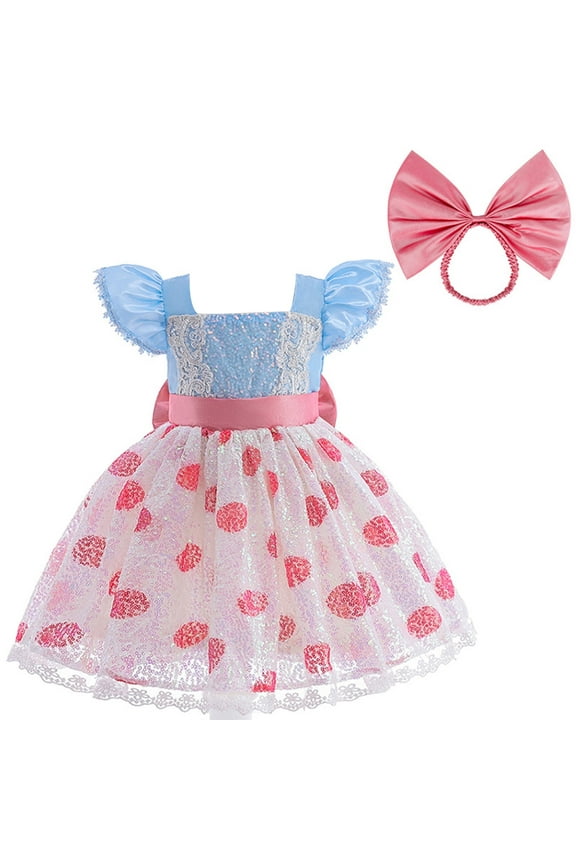 Little Girl's Polka Dot Bo Peep Costume, Headband with Bow