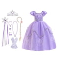 thumbnail image 1 of KAWELL Little Girls Sofia Princess Costume Birthday Christmas Party Halloween Cosplay Fancy Dress Up Outfits w/Accessories, 1 of 7