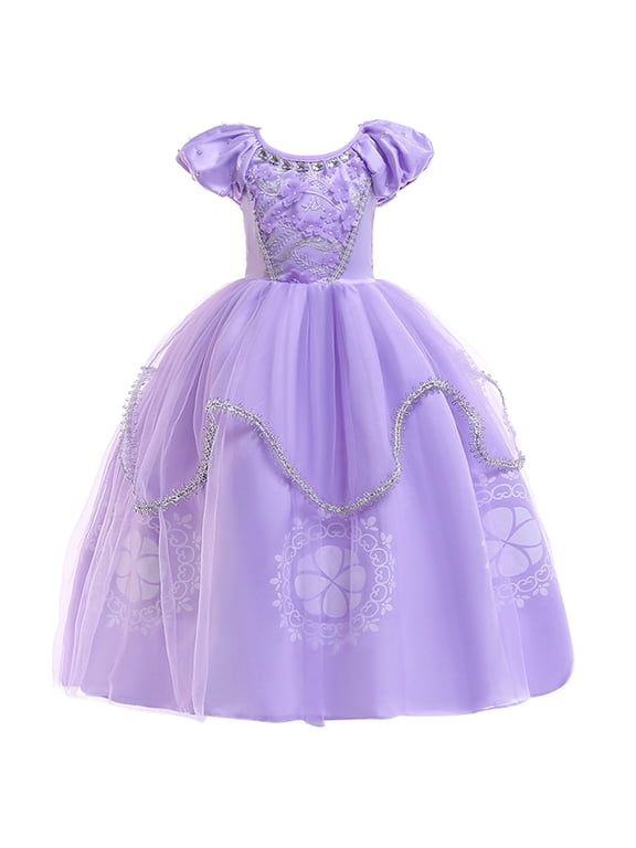 Little Girls Sofia Princess Costume Birthday Christmas Party Halloween Cosplay Fancy Dress Up Outfits