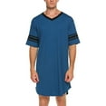 thumbnail image 1 of KAWELL Men's Nightshirt, Cotton Nightwear Comfy Big&Tall V Neck Short Sleeve Soft Loose Pajama Sleep Shirt, 1 of 6