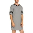 thumbnail image 1 of KAWELL Men's Nightshirt, Cotton Nightwear Comfy Big&Tall V Neck Short Sleeve Soft Loose Pajama Sleep Shirt, 1 of 5
