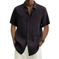 thumbnail image 1 of KAWELL Mens Guayabera Shirts Linen Short Sleeve Button Down Casual Beach Cuban Camp Mexican Shirt for Men, 1 of 2
