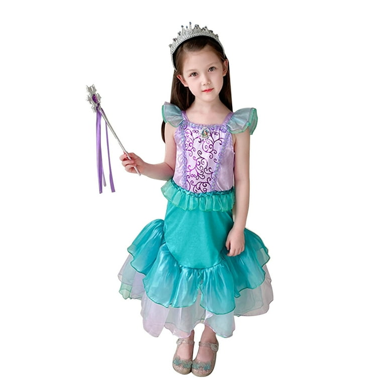 KAWELL Mermaid Costume Dress for Toddler Girls Cosplay Ariel Outfit  Halloween Birthday Party Dress Up - Walmart.com