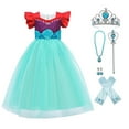 thumbnail image 1 of KAWELL Mermaid Outfits for Girls Halloween Party Cosplay Mermaid Dress Up Princess Birthday Costume Dress with Accessories, 1 of 6