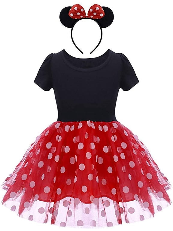 Mini Costume for Girls with Mouse Ear Headband, Polka Dot Dress, Child/Toddler, 2-3Y