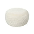 thumbnail image 1 of KAWELL Mongolian Faux Fur Inflatable Ottoman, Round Foot Rest, Vanity Stool, Makeup Stool, Accent Furniture, Ivory White, Machine Washable, 1 of 7