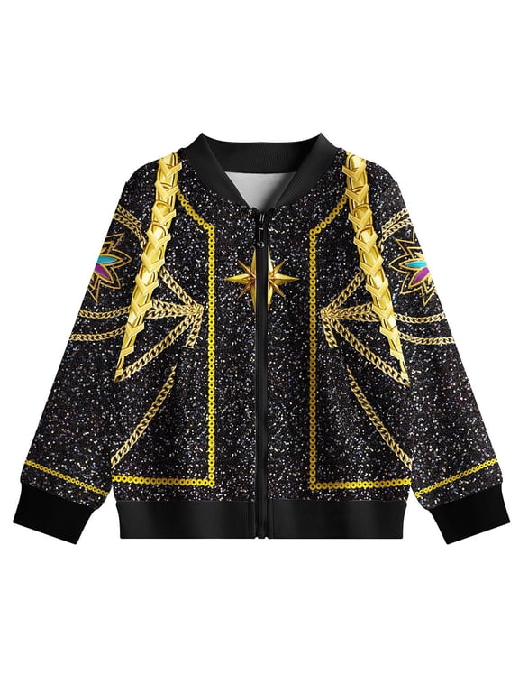 Pop Singers Jacket, Unisex Anime-Inspired Streetwear Fashion Coat for Kids Boys Girls (Black)