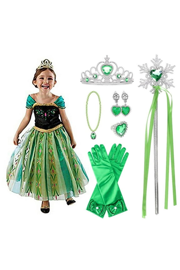 Princess Dresses Birthday Dress up for Little Girls with Crown,Magic Wand,Gloves Accessories for Child 3t