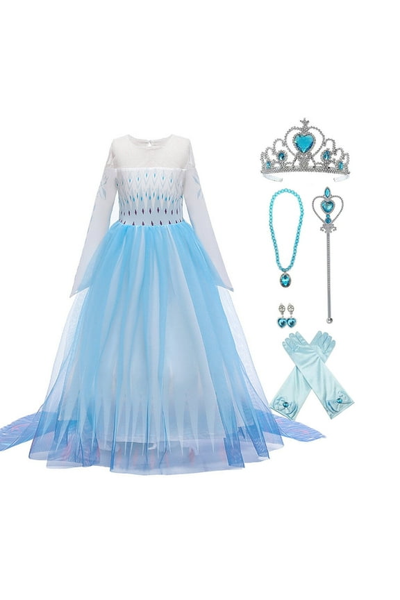 Princess Dress Christmas Fancy-Dress Costume with Accessories for Child, Girls 5/6