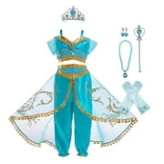 KAWELL Princess Jasmine Dress Christmas Fancy-Dress Costume with Accessories for Child, Little Girls 3T