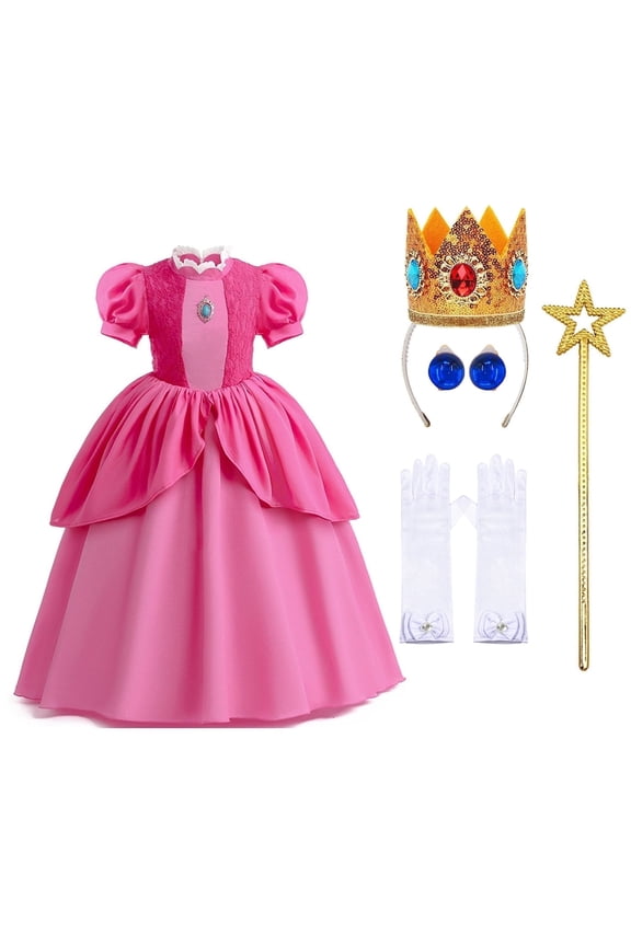Princess Rose Pink Costume for Girls Halloween Cosplay Dress Up 3-4 Years
