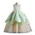 thumbnail image 1 of KAWELL Princess Tiana Costume for Girls Birthday Halloween Dress Up Outfits, 1 of 7