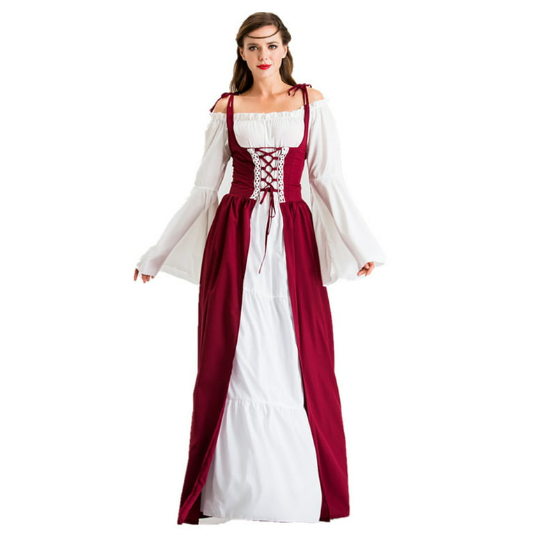 KAWELL Renaissance Medieval Irish Costume Over Dress & Cream