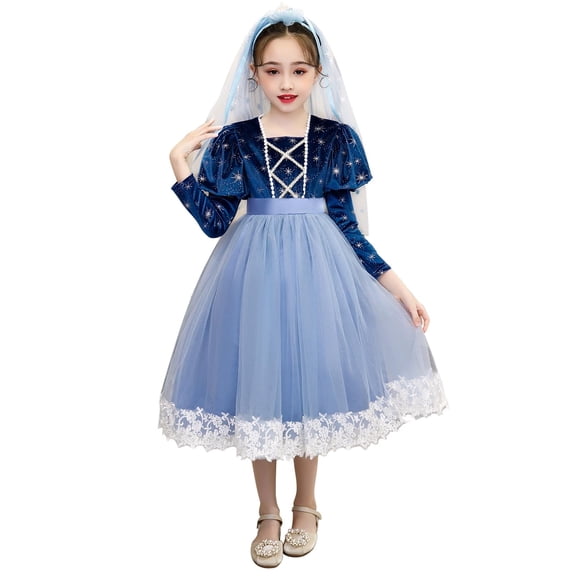 KAWELL Snow Princess Costume for Girls Autumn and Winter Costume for Toddlers Dress Up Halloween Birthday Cosplay