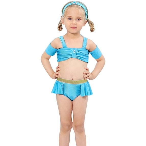 KAWELL Little Girls Two-Piece Summer Swimwear Role Play Bikini Swim Suit Toddler Tankini Red 3-10 Years