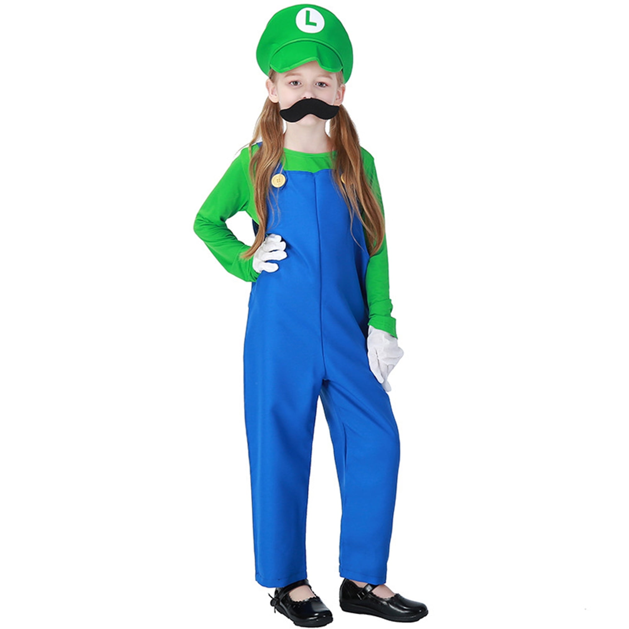 YYDSXK Super Bros Costume Bambino Adulto, Costumi Carnevale, Costumi Cosplay Classico Super Bros per Ragazzo con Cappello, Guanti per Bambino Compleanno Natale Halloween Carnevale Cosplay Vestito