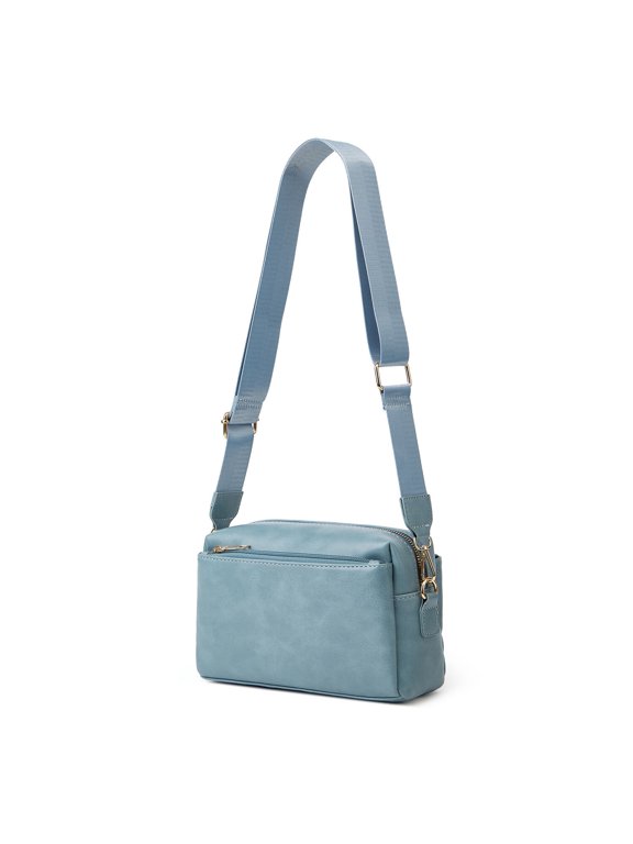 Triple Zip Small Crossbody Bag with Wide Guitar Strap, Crossbody Purse for Women Trendy