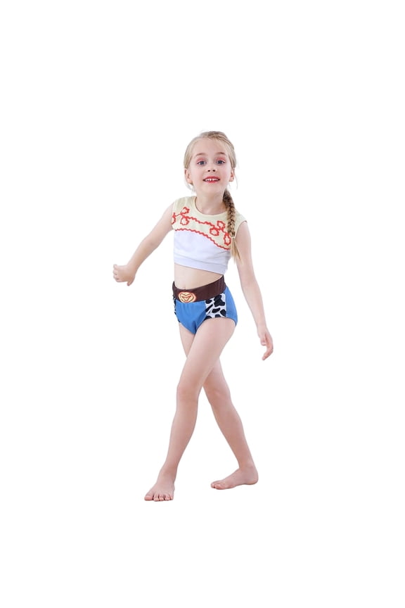 Two Piece Princess Bathing Suit for Girls Role Play Ariel Alice Jessie Tankini Ruffles Beach Surf Swimsuit