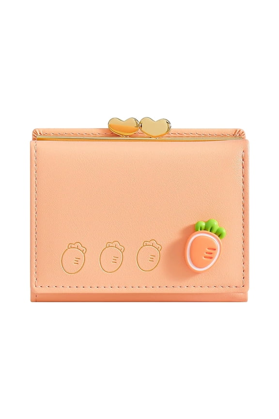 Wallet for Women, Faux Leather, Water Resistant, Orange, Unisex, Mini Purse