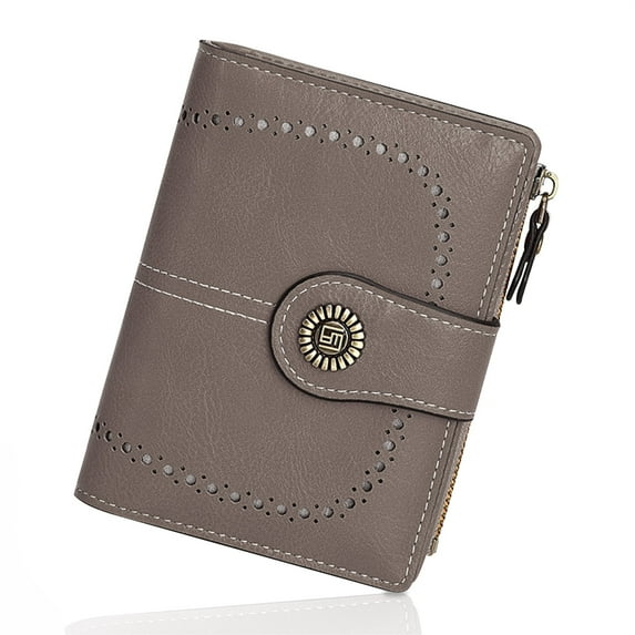 KAWELL Women's Leather Bifold Wallet RFID Blocking Card Holder with Zipper Pocket Compact and Stylish