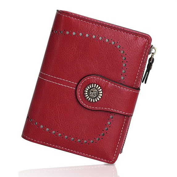 KAWELL Women's Leather Bifold Wallet RFID Blocking Card Holder with Zipper Pocket Compact and Stylish