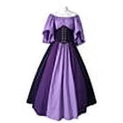 KAWELL Women's Plus Size Victorian Dress Flare Sleeve Off Shoulder Medieval Vintage Dresses with Corset Patchwork Ball Gown