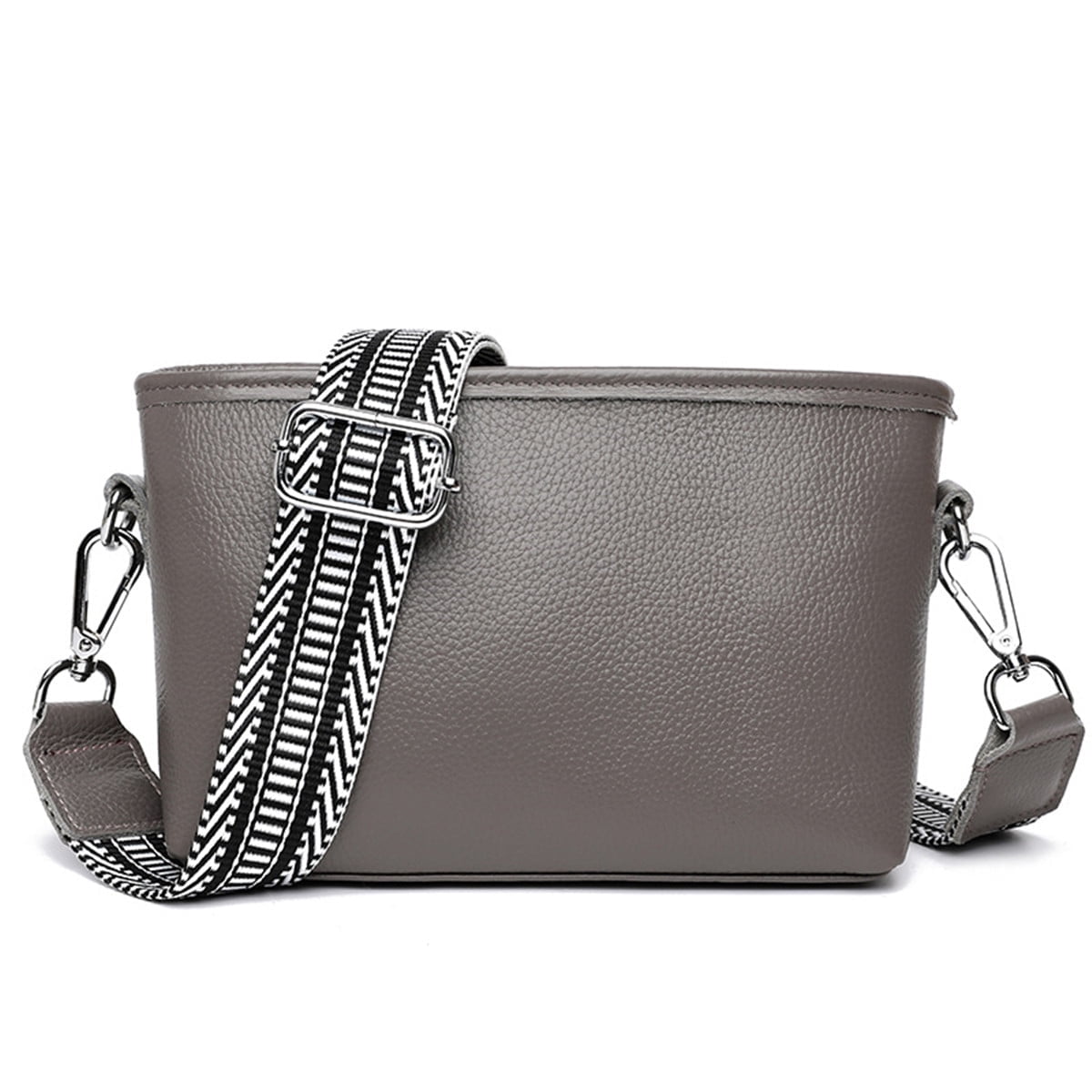 KAWELL Womens Leather Crossbody Bag with Wide Strap Top Zip Camera Purse Trendy Design