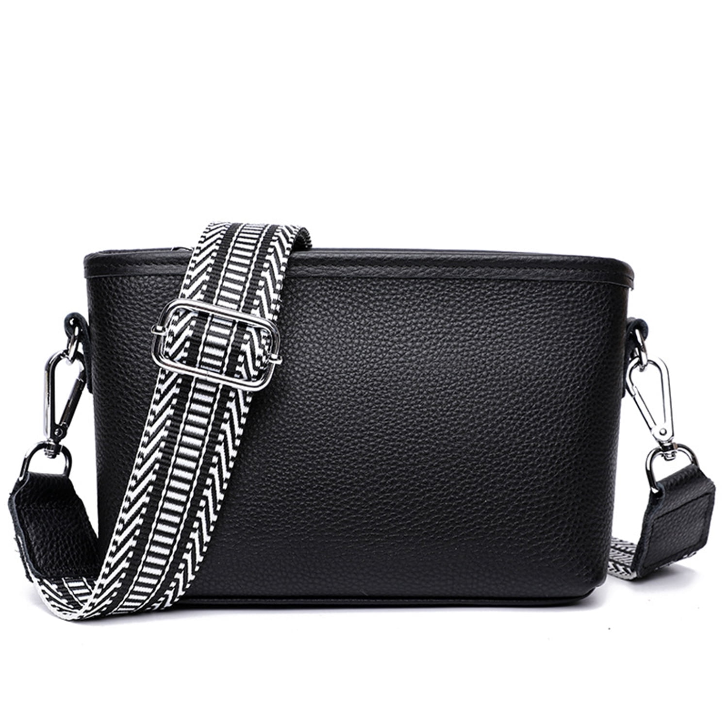 KAWELL Womens Leather Crossbody Bag with Wide Strap Top Zip Camera Purse Trendy Design