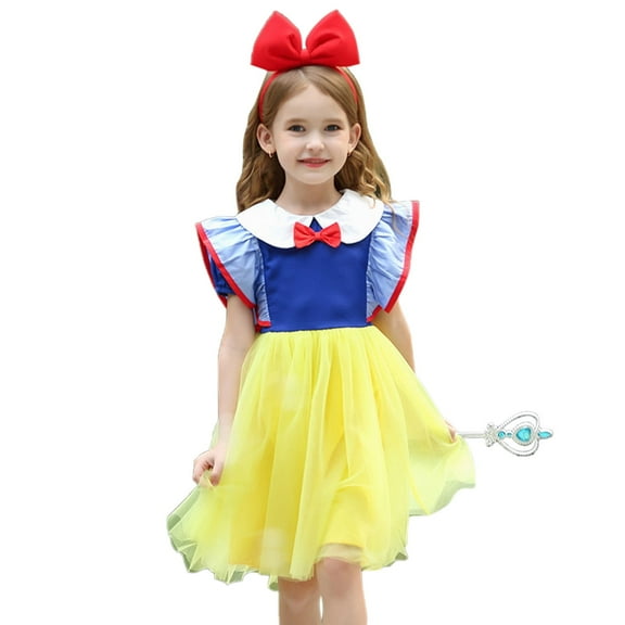 KAWELL Yellow Dress Princess Dress Up Halloween Masquerade Costume