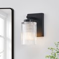 thumbnail image 1 of KAWOTI 1-Light Bathroom Vanity Light Matte Black Finish Wall Sconce with Flutted Glass, 1 of 9