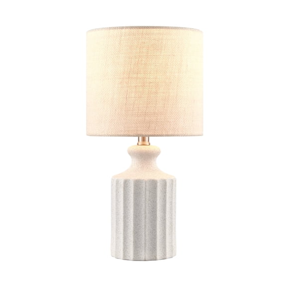 KAWOTI 18" White Sanded Ceramic Table Lamp for Living Room with Off-White Linen Shade