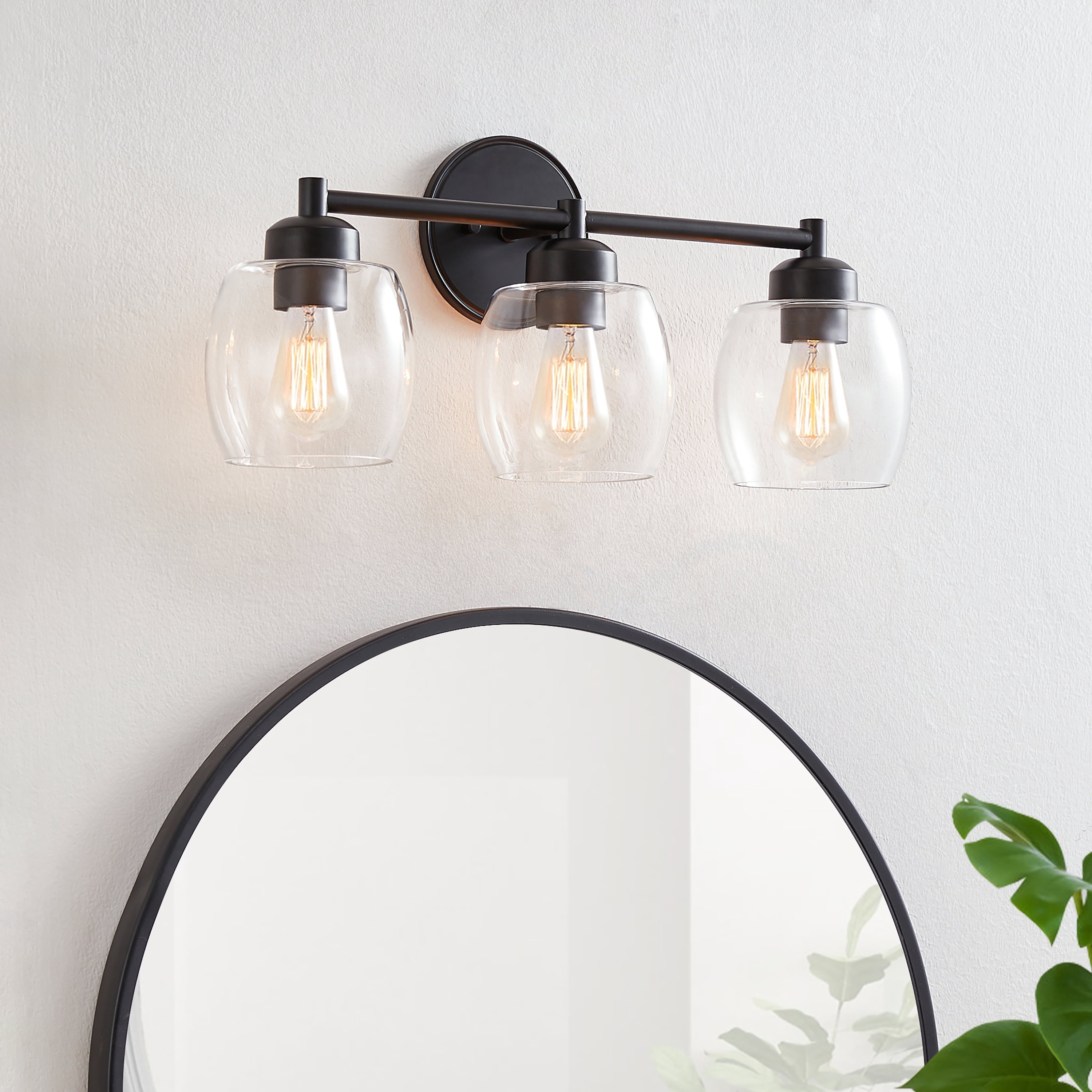 KAWOTI 3-Light Bathroom Vanity Light, Black Wall Mounted Lamps for Mirror Bedroom Living Room Hallway