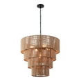 thumbnail image 1 of KAWOTI 5-Light Beige Oversize 4-Tiered Pendant Light with Rattan Shade, 1 of 8