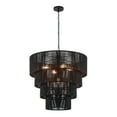 thumbnail image 1 of KAWOTI 5-Light Black Oversize 4-Tiered Pendant Light with Rattan Shade, 1 of 8