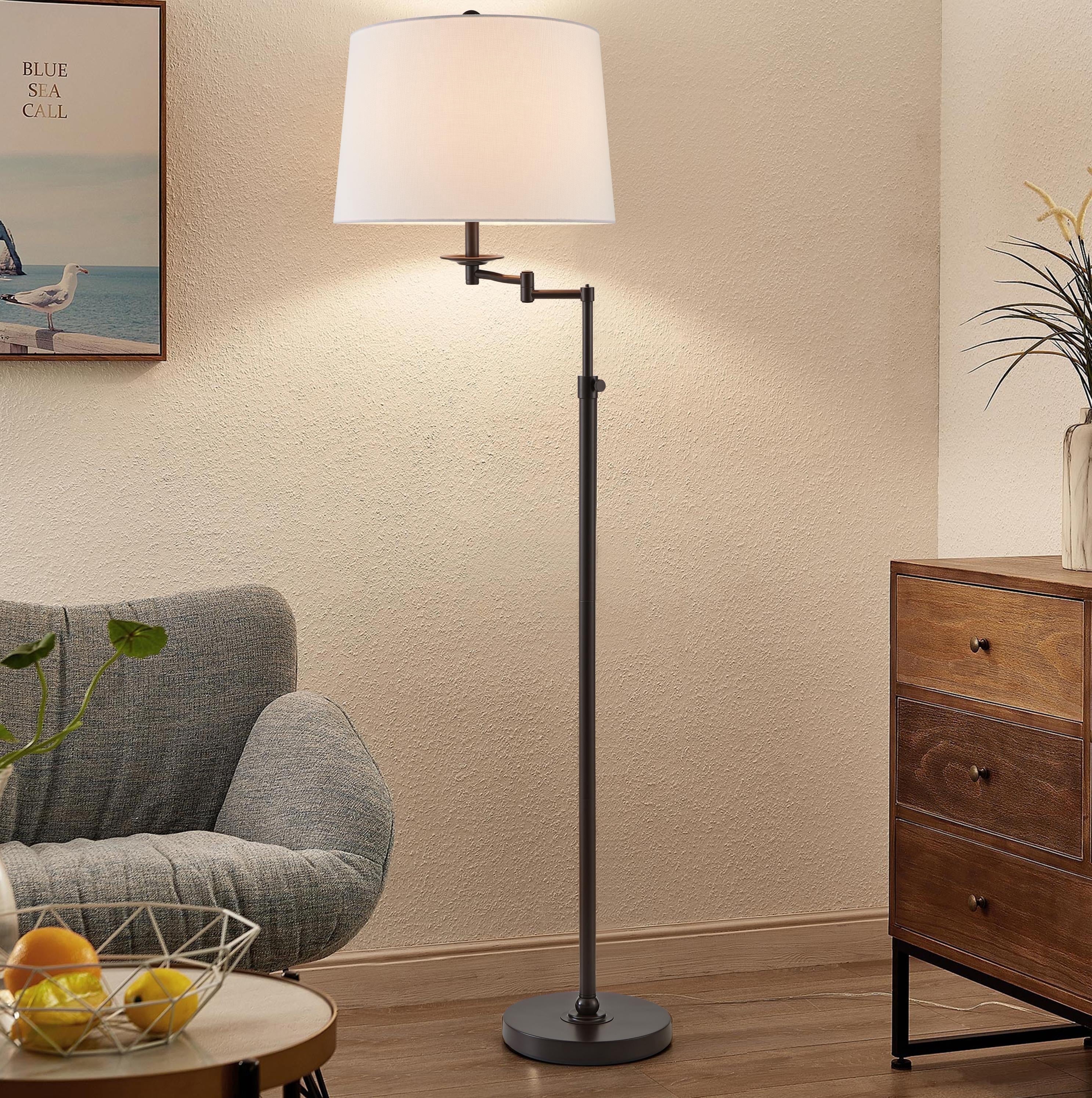 KAWOTI 64.5" Adjustable Floor Lamp with Swing Arm, 3-Way Dimmable Standing Floor Lamp for Living Room Bedroom（Bronze）