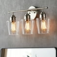 thumbnail image 1 of KAWOTI Bathroom Light Fixtures, 3-Light Vanity Light for Bathroom, Modern Vanity Lighting Fixtures with Clear Glass Shade(Brushed Nickel), 1 of 9