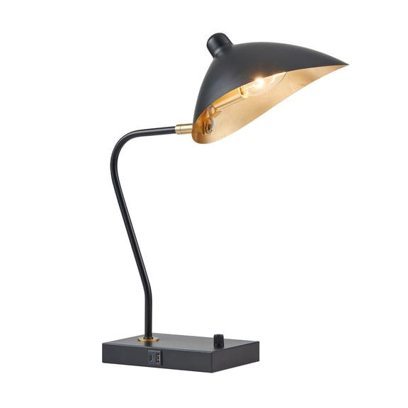 KAWOTI Modern Arched Adjustable Metal Table Lamp with USB Port